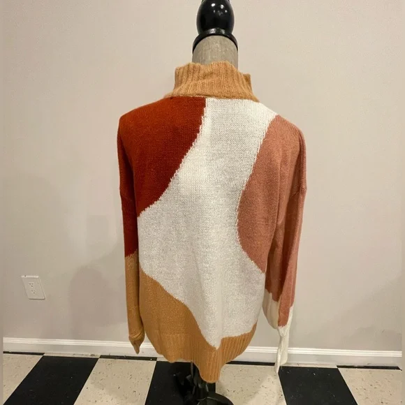 Colorblock Sweater - Red, White, Tan- Brand New. UK10/US6 - Picture 6 of 12